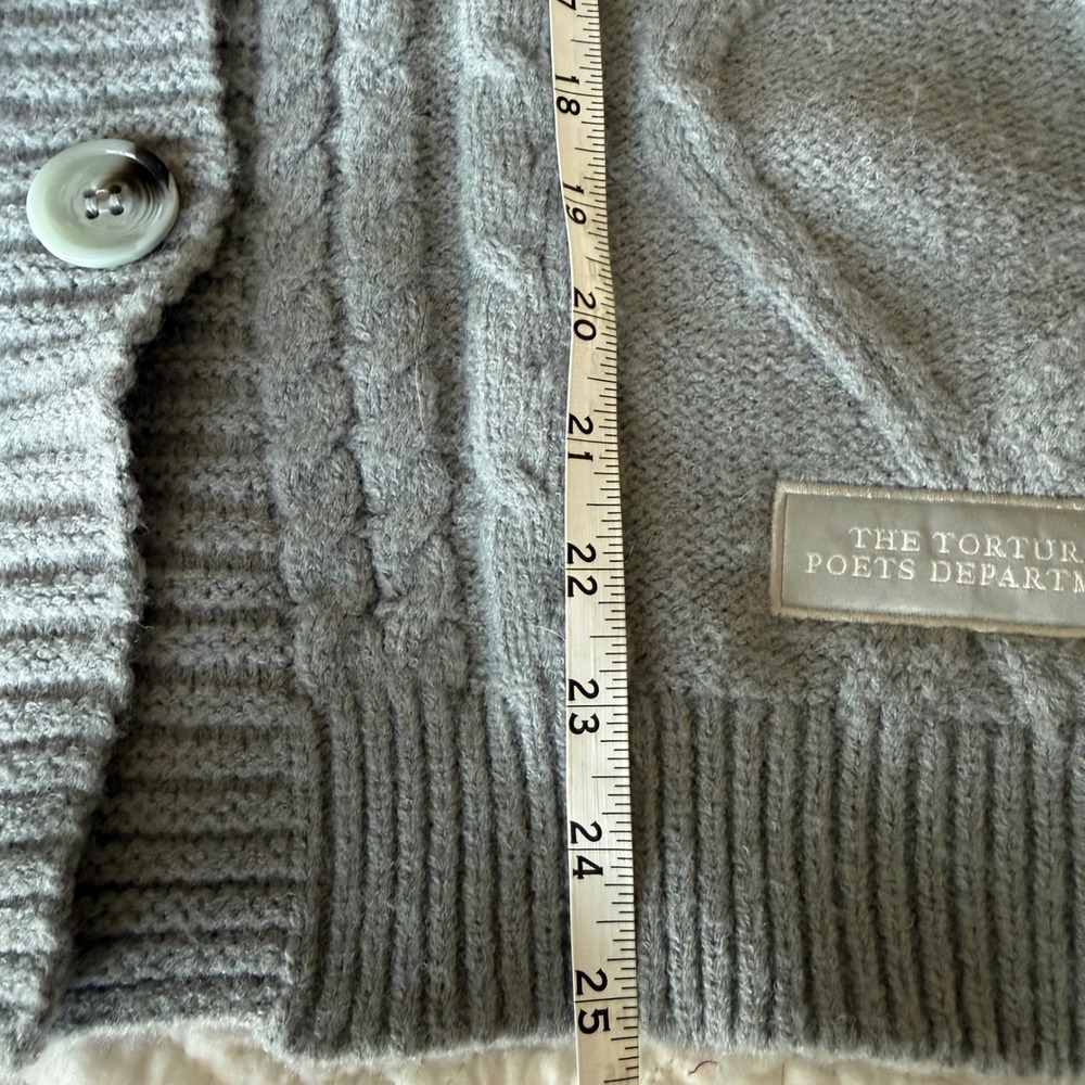 Official Taylor Swift Tortured Poets Gray Cable Knit Cardigan MD/LG Oversized - Picture 6 of 16